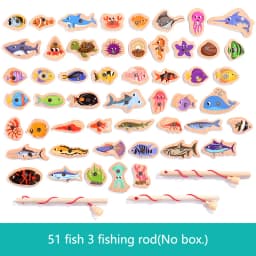 Wooden Magnetic Fishing Toy Montessori Marine Cognition Hand Eye Coordination Kids Early Educational Parent Child Birthday Gifts