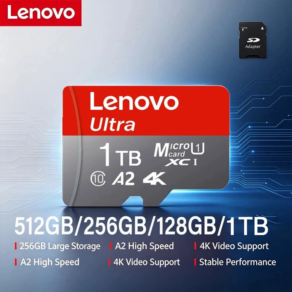 Lenovo High Speed Micro SD Memory Card 512GB 4K Full HD Video Compatible with Phone GoPro Action Camera 1TB 128GB 256GB