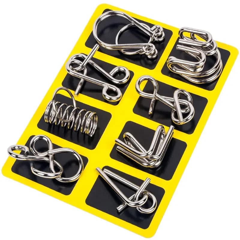 8PCS/Set Metal Montessori Wire Puzzle IQ Mind Brain Teaser Puzzles Game for Children Kids Adults Anti-Stress Educational Toys
