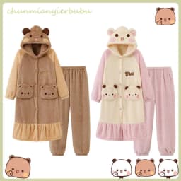 In Stock Panda Bubu And Yier Pajamas Autumn And Winter Pajamas Cartoon Panda Bubu And Dudu Coral Fleece Pajamas Lovers Pajamas