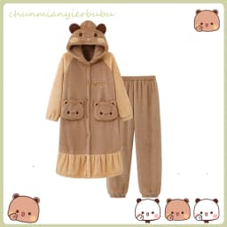 In Stock Panda Bubu And Yier Pajamas Autumn And Winter Pajamas Cartoon Panda Bubu And Dudu Coral Fleece Pajamas Lovers Pajamas