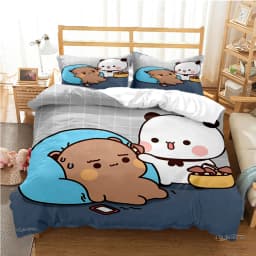 Cute Bubu Dudu Cartoon Bear Panda Duvet Cover Kawaii Bedding Sets Soft Quilt Cover and Pillowcases Single/Double/Queen/King Kids