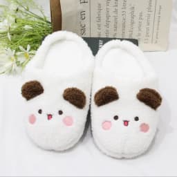 Kawaii Panda Bubu And Yier Plush Slippers Cartoon Panda Indoor Couple'S Warm Cotton Slippers Autumn And Winter Gift