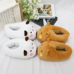 Kawaii Panda Bubu And Yier Plush Slippers Cartoon Panda Indoor Couple'S Warm Cotton Slippers Autumn And Winter Gift