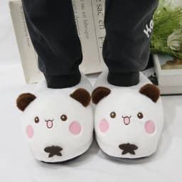 Kawaii Panda Bubu And Yier Plush Slippers Cartoon Panda Indoor Couple'S Warm Cotton Slippers Autumn And Winter Gift