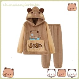 Kawaii Panda Bubu And Yier Pajamas Autumn And Winter Pajamas Cartoon Panda Bubu And Dudu Coral Fleece Pajamas Lovers Pajamas