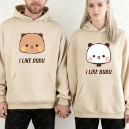 I Like BuBu/Dudu Kawaii Matching Graphic Hoodie Panda Bear Bubu and Dudu Couples Sweatshirt Unisex Cartoon Hoody Couples Gift