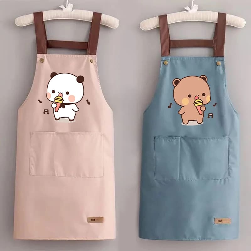 Bubu Dudu Kitchen Waterproof Oil Resistant Apron for Men Women Anime Fashion Aprons Cooking Solid Color Hotel Work Clothes Gifts