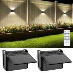 intelamp 2 Pack Outdoor Solar Wall Lights Dusk To Dawn Fence Deck Patio Light 3 Colors Mode With Remote For Wall Terraces Fences