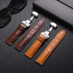 Soft Leather Watchband Replacement Wrist Belt Straps 12/13/14/15/16/17/18/19/20/21/22/23/24mm Butterfly Clasp Universal Bracelet