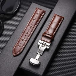 Soft Leather Watchband Replacement Wrist Belt Straps 12/13/14/15/16/17/18/19/20/21/22/23/24mm Butterfly Clasp Universal Bracelet