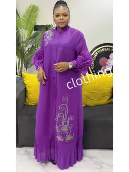 ANLAN Fashion Print Pleated Long Dress Women Lapel Floral Sleeves Design Single Breasted A-line Dresses 2025 Summer New 5AN6018