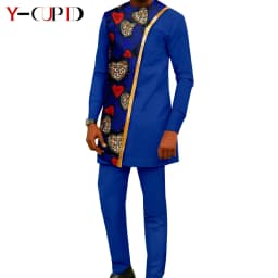 African Couple Matching Clothes Dashiki Women Print Dresses Bazin Riche Men Outfits 2 Pieces Suit Top and Pant Sets Y23C094