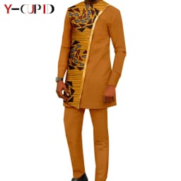 African Couple Matching Clothes Dashiki Women Print Dresses Bazin Riche Men Outfits 2 Pieces Suit Top and Pant Sets Y23C094