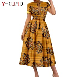 African Couple Matching Clothes Dashiki Women Print Dresses Bazin Riche Men Outfits 2 Pieces Suit Top and Pant Sets Y23C094