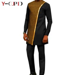 African Couple Matching Clothes Dashiki Women Print Dresses Bazin Riche Men Outfits 2 Pieces Suit Top and Pant Sets Y23C094