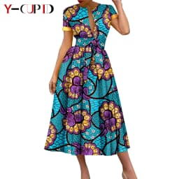 African Couple Matching Clothes Dashiki Women Print Dresses Bazin Riche Men Outfits 2 Pieces Suit Top and Pant Sets Y23C094