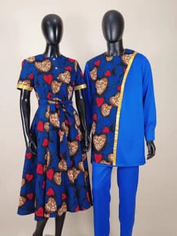 African Couple Matching Clothes Dashiki Women Print Dresses Bazin Riche Men Outfits 2 Pieces Suit Top and Pant Sets Y23C094
