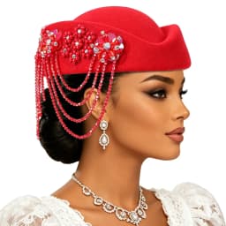 Luxury Rhinstones Church Derby Fascinator Beret Caps for Women Vintage British Felt Turban Hat Party Airline Stewardess Hat