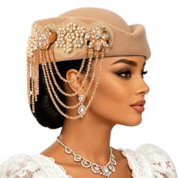 Luxury Rhinstones Church Derby Fascinator Beret Caps for Women Vintage British Felt Turban Hat Party Airline Stewardess Hat