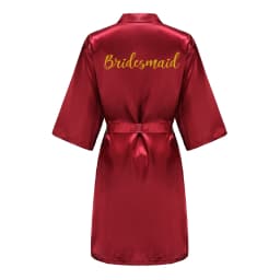 Burgundy Women Bathrobe Gold Letter Bride Bridesmaid Mother Maid of Honor Get Ready Bridal Party Robes Gifts Dressing Gown