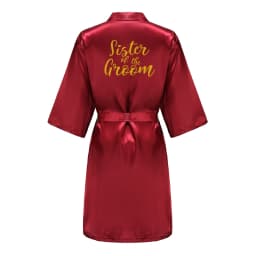 Burgundy Women Bathrobe Gold Letter Bride Bridesmaid Mother Maid of Honor Get Ready Bridal Party Robes Gifts Dressing Gown