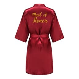 Burgundy Women Bathrobe Gold Letter Bride Bridesmaid Mother Maid of Honor Get Ready Bridal Party Robes Gifts Dressing Gown