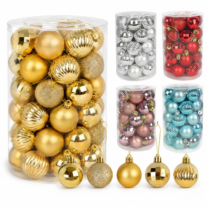 34Pcs/Box 4cm Christmas Ball Decoration Xmas Tree Pendent Ornaments for Home Decor Navidad New Year 2026 Party Gift Supplies