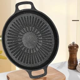 1pcs Carbon Steel Grill Pan Nonstick BBQ Griddle for Induction Cooktop Indoor Outdoor Use Dishwasher Safe BBQ Cookware