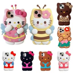 Sanrio 3D Cartoon Hello Kitty Bow Phone Case For iPhone 17 16 15 14 13 12 Pro Max 11 Anti Fall So Cute Y2K Soft Silicone Cover
