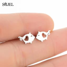 Golden Korean Minimalist Stainless Steel Animal Stud Earrings for Women Fashion 2026 Jewelry Dog Paw Rabbit Cat Key Studs Gift