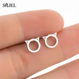 Golden Korean Minimalist Stainless Steel Animal Stud Earrings for Women Fashion 2026 Jewelry Dog Paw Rabbit Cat Key Studs Gift