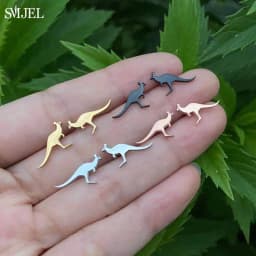 Golden Korean Minimalist Stainless Steel Animal Stud Earrings for Women Fashion 2026 Jewelry Dog Paw Rabbit Cat Key Studs Gift