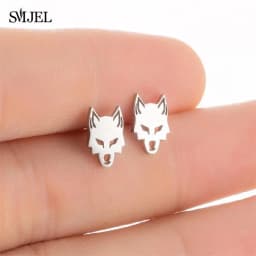 Golden Korean Minimalist Stainless Steel Animal Stud Earrings for Women Fashion 2026 Jewelry Dog Paw Rabbit Cat Key Studs Gift
