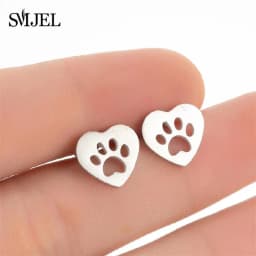 Golden Korean Minimalist Stainless Steel Animal Stud Earrings for Women Fashion 2026 Jewelry Dog Paw Rabbit Cat Key Studs Gift