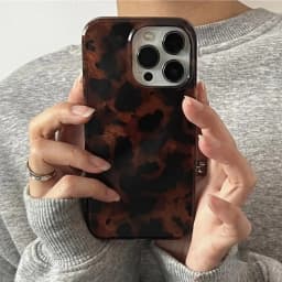 Retro Amber Texture Laser Phone Case For iPhone 18 17 16 Pro Max 15 14 13 12 11 XS XR 7 8 Plus Stylish Leopard Print Soft Cover