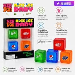 Schylling NeeDoh Nice Cube Squishy Sensory Toy Stress Relief Squeeze Block Vent Fidget Toy For Kids Autism ADHD Gift