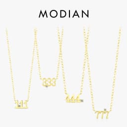 MODIAN 925 Sterling Silver Simple Digit Stackable Fashion Necklaces Gold Color Adjustable Exquisite Pendant For Women Jewelry