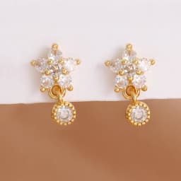 Luxury Stainless Steel Star Dangle Earrings For Women Sparkling Zircons Geometric Ear Piercing Earring Fashion Jewelry aretes