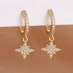 Luxury Stainless Steel Star Dangle Earrings For Women Sparkling Zircons Geometric Ear Piercing Earring Fashion Jewelry aretes