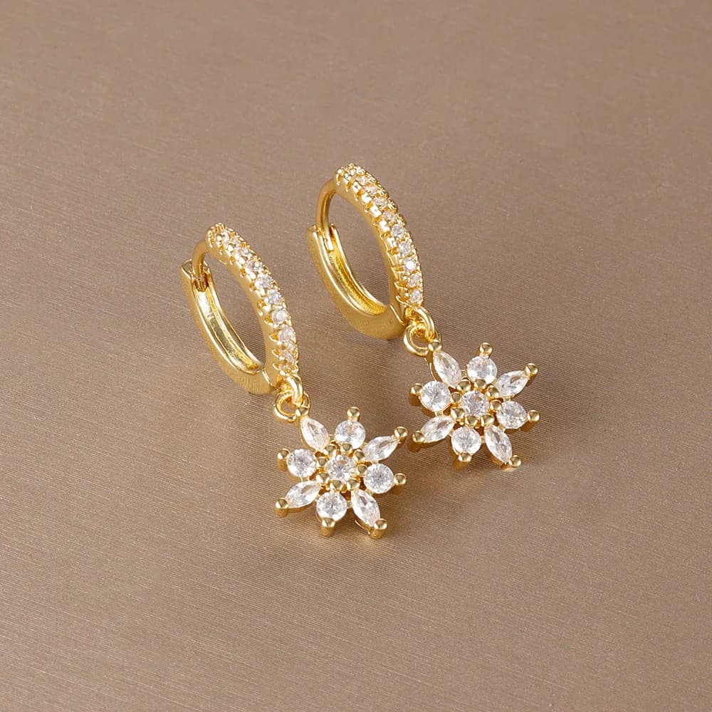 Luxury Stainless Steel Star Dangle Earrings For Women Sparkling Zircons Geometric Ear Piercing Earring Fashion Jewelry aretes