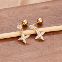 Luxury Stainless Steel Star Dangle Earrings For Women Sparkling Zircons Geometric Ear Piercing Earring Fashion Jewelry aretes