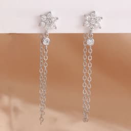 Luxury Stainless Steel Star Dangle Earrings For Women Sparkling Zircons Geometric Ear Piercing Earring Fashion Jewelry aretes