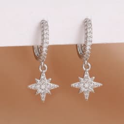 Luxury Stainless Steel Star Dangle Earrings For Women Sparkling Zircons Geometric Ear Piercing Earring Fashion Jewelry aretes