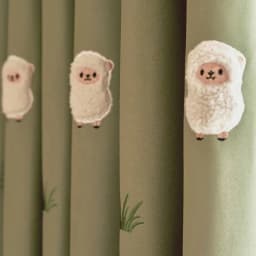 Green Cartoon Blackout Curtains 3D Embroidered Sheep Children Boys Girl Cortinas for Living Room Bedroom White Voile Curtains