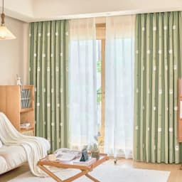 Green Cartoon Blackout Curtains 3D Embroidered Sheep Children Boys Girl Cortinas for Living Room Bedroom White Voile Curtains