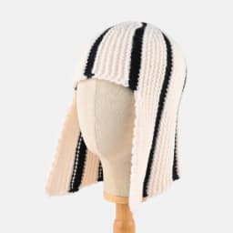 Dopamine Y2K Striped Knitted Wig‑Style Beanies for Women with Bangs Earflap Design Sweet Cute Warm Winter Casual Streetwear