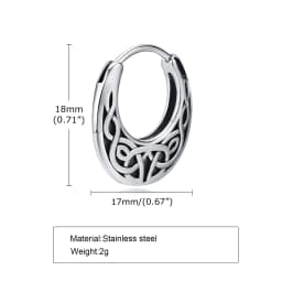 Punk Viking Hoop Earrings for Men Boys,Vintage Celtic Knot Stainless Steel Huggies Earrings,Hip Hop Cool Street Jewelry Gifts