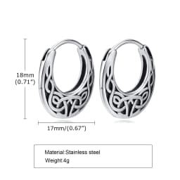 Punk Viking Hoop Earrings for Men Boys,Vintage Celtic Knot Stainless Steel Huggies Earrings,Hip Hop Cool Street Jewelry Gifts