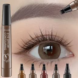 4 Point Eyebrow Pencil Black Brown Waterproof Microblading Liquid Eyebrow Pen Makeup Long Lasting Cosmetic 4 Points Eye Brow Pen